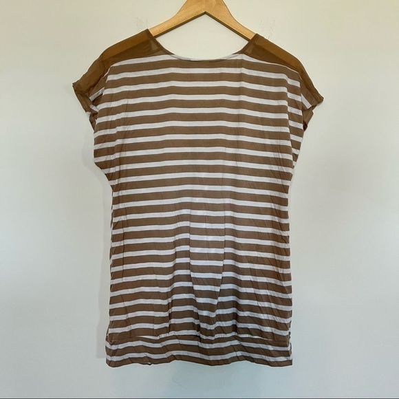 Motherhood Maternity Size L‎ Chevron Stripe Blouse V-Neck Sheer Sleeve Shirt Top - Picture 2 of 9